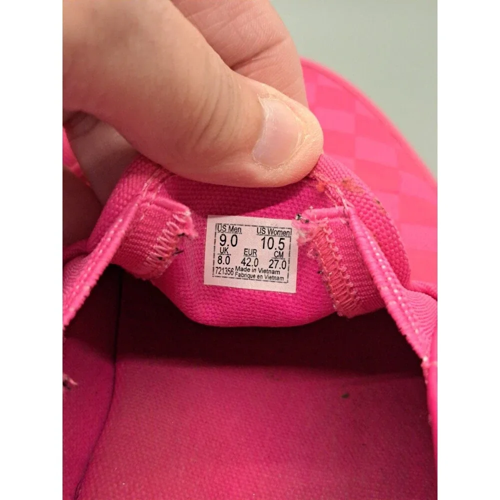 VANS Mens Slip-On Checkerboard Sneaker Pink Canvas US 9 Women's 10.5